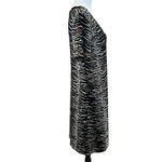 Vintage Midi Dress Size Large Stretch Metallic Leopard Cheetah Zebra Print Black Photo 4