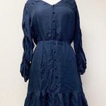 Parker Fletcher Ruched Sleeve Dress Navy Size M Photo 0