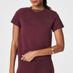 Spanx  The Perfect Short Sleeve Crew
Neck Top Elegant Burgundy. Photo 0