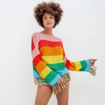 Pitusa Rainbow Crochet Long Sleeve Multicolored Stripes Sweater Photo 2