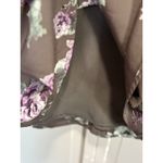 Storia Floral Gray/Purple Deep V Tie Chiffon Tie 3/4 Sleeve Midi Dress Size S Photo 5