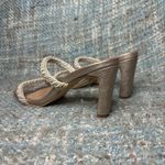 Kaanas  Ariana Braided Heeled Sandals in Champagne Croc Photo 3