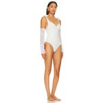 BOAMAR Millie Cheeky One Piece in White Textured Shine Medium New Bridal Swim Photo 3