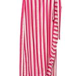 Pink Striped Ruffle Trim Tie Side Wrap Hem Skirt Photo 0