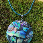 Natural abalone pendant on leather adjustable cord Purple Photo 0