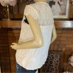 American Eagle  OUTFITTERS BEIGE OPEN FRONT LACE CARDIGAN BLOUSE (M) Photo 8