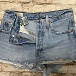 Levi’s Levis 501 Shorts Womens Tag 24 Blue Raw Hem Button Fly Distressed Frayed Photo 0