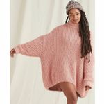 Free People  Oasis Oversized Tunic Sweater Chunky Knit Pink Fuzzy Photo 1