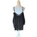 Torrid  Chiffon Lace Trim 3/4 Sleeve Cold Shoulder Blouse Womens Size 1X Black Photo 3