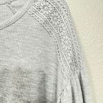 Alya Grey Scoop Neck Lace Shoulders Balloon Sleeve Knit Blouse- Size Small Photo 2