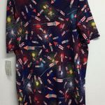 LuLaRoe Womens Irma Tunic Tee Top Size L Patriotic July 4th Fireworks Blue USA Photo 2