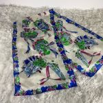 Vintage Silk Bright Blue Pink Fashion Print Long Photo 3