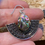 Handmade Abalone shell Silver ethnic style earrings Photo 0