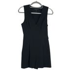 BCBGMAXAZRIA  Women's Black V-neck Sleeveless Draped Open Back Romper Size XXS‎ Photo 2
