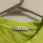 Alice + Olivia Preston Cropped Tee in Neon Yellow size Small (S) Photo 2