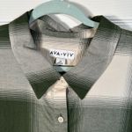 Ava & Viv Women's 2X Green Plaid Long Sleeve Button Up Lightweight Flannel Shirt Photo 1