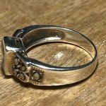 Sterling Silver Vintage Marcasite & White Topaz Dainty 925 Ring Photo 6