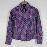 Façonnable  Shirt Womens XS Multicolor Checked Cotton Classic Preppy Button Up Photo 0