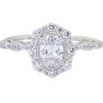 Boutique NEW Women's White Gold Filled Oval Halo Simulated Diamond Engagement Ring, Sz 7 Photo 5
