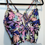 Decree Tropical Floral Ruffle Halter Bikini Swim Top Crop Tankini Women XL Photo 0