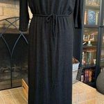 SOFT JOIE Maxi Long Sleeve Drawstring Black Dress w/ Slit Photo 0