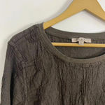 Flax  Brown Crinkle Linen Top Photo 3