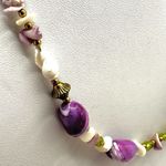 Faux Pearl, peridot shell purple beaded necklace Photo 9