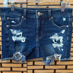 American Eagle Midi Distressed Jean Shorts Size 6‎ Blue Photo 0
