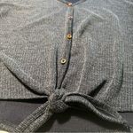 Peach Love California HEATHER BLUE RUFFLE SLEEVE FAUX BUTTON SWEATER TOP SIZE S Photo 9