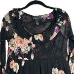 Vintage Mesh Babydoll Top Ruffle Floral 90s Y2K Whimsigoth Fairy Boho Size S Black Photo 1