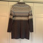 Icelandic Design 100% merino wool fairisle mock neck sweater tunic Gray Photo 8