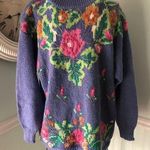 Kitty Hawk Vivian Wang Sweater 90’s Retro Purple Floral Crew Medium Photo 0