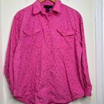 Denim & Co Vintage Pink Embroidered Button Down Shirt Women’s Sz Large Oversized Photo 0