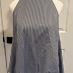 Theory Women's Ondrea Apron Soft Seersucker Halter Top NWT Size M Open Back Photo 0