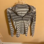 Lululemon Race Your Pace Gray Striped 1/2 Zip Pullover Photo 2