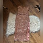 Majorelle  Maizie Midi Dress In Rose Gold Sequins Photo 3