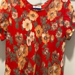 VTG '80s '90s Fairycore Jeffrey & Dara Red Floral Short Sleeve Midi Dress Size 14 Photo 3