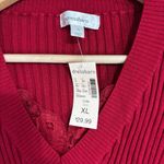 Dress Barn Ribbed Sweater Womens XL NWT Red Lace V-Neck Stretch Y2K Holiday Gift Photo 4