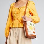 STAUD $395 Anita Leather Trimed Fruit Crochet Bucket Bag NEW Photo 1