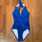 Tommy Hilfiger ‎ Ruched Tummy-Control One-Piece Swimsuit Blue size 6 NWT Photo 1