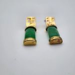 Gold Tone & Green Jade Good Fortune Earrings Photo 2