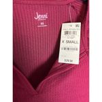 Jenni  Intimates Women's XS Split Neck Ribbed Henley Top Wine Red Long Sleeve New Photo 4