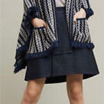 Anthropologie Sleeping On Snow Poncho Sweater With Pockets Fringe Hem Photo 0