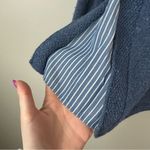 J. Jill | Women's Size Large Blue Silk Blend Mixed Fabrics Striped Side Panels Photo 1