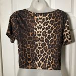 Leopard Cheetah Animal Print Crop Short Sleeve Top Stretch 2XL XL Brown Size 1X Photo 6