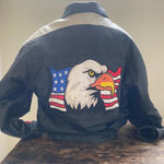 Vintage leather veteran of foreign wars bomber jacket XL Black Photo 2