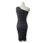 Love by Design Sexy Bodycon Midi Dress Ruched Sleek One Shoulder Black W S NWOT Photo 4