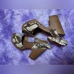 EXPRESS Chunky Tan Snakeskin Wedge Heels Strappy Women’s Thick Block Sandals 8M Photo 6