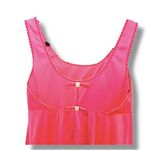 Shadowline Sleeveless Babydoll Night Gown-Small-Hot Pink-Bows-Vintage-USA Made Photo 2