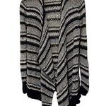 American Eagle  Cardigan Sweater Women's S Crochet Open Front Black White Stripes Photo 0